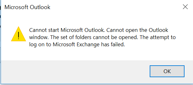 ارور Cannot Start Microsoft Outlook